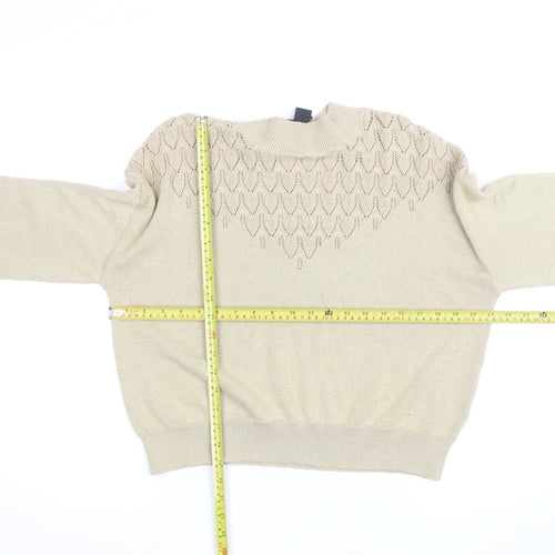 Monki Women’s Beige Mock Neck Knit Jumper Size 12