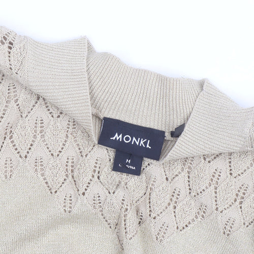 Monki Women’s Beige Mock Neck Knit Jumper Size 12