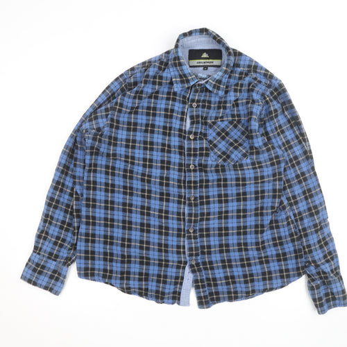 Groundwork Men's Blue Check Flannel Long Sleeve Button-Up Shirt M