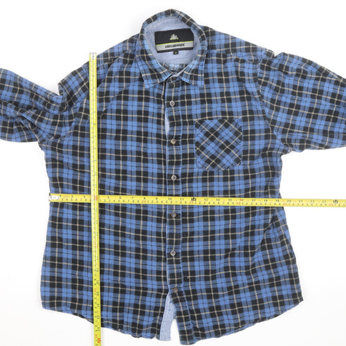 Groundwork Men's Blue Check Flannel Long Sleeve Button-Up Shirt M