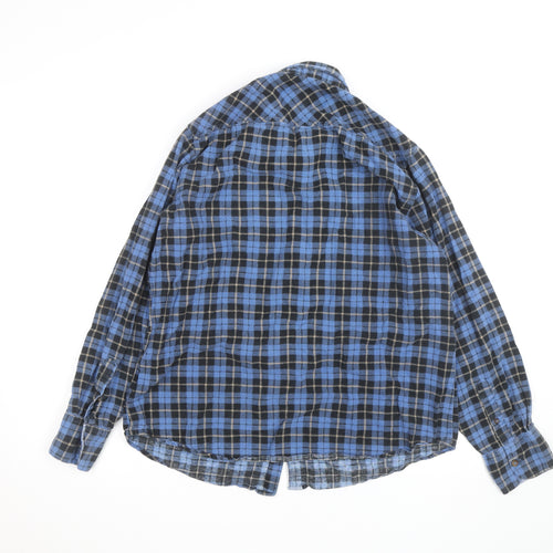 Groundwork Men's Blue Check Flannel Long Sleeve Button-Up Shirt M
