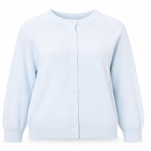Karen Scott Women Light Blue Acrylic Cardigan L Button Front Knit