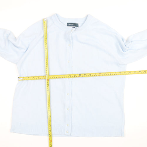 Karen Scott Women Light Blue Acrylic Cardigan L Button Front Knit