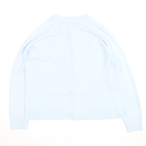 Karen Scott Women Light Blue Acrylic Cardigan L Button Front Knit