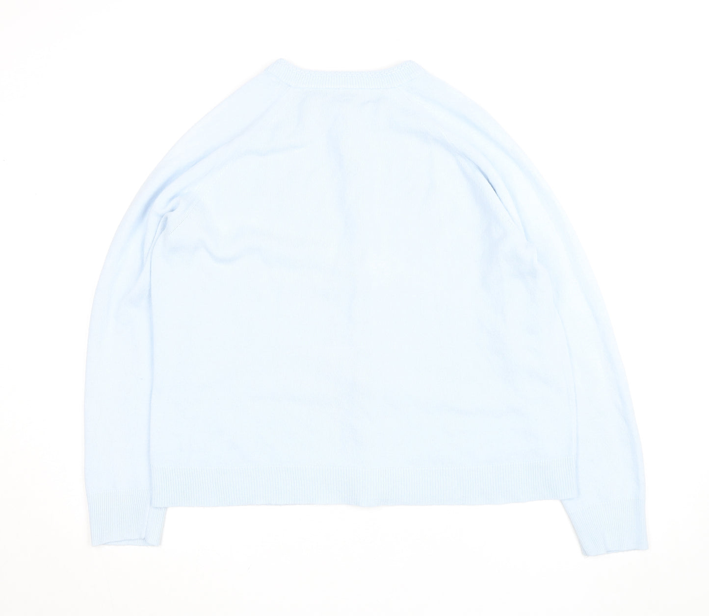 Karen Scott Women Light Blue Acrylic Cardigan L Button Front Knit