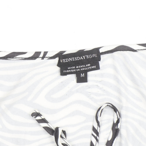 Wednesday's Girl Women's Multicoloured Zebra Print Cropped V-Neck Long Sleeve Top M