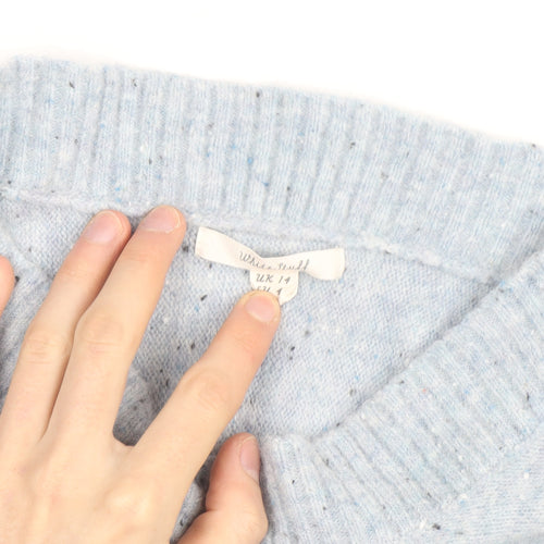 White Stuff Women’s Blue Wool Blend Crew Neck Jumper Size 14