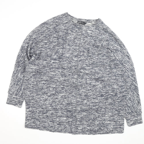 Yours Women Grey Size 18 Crew Neck Knit Cardigan