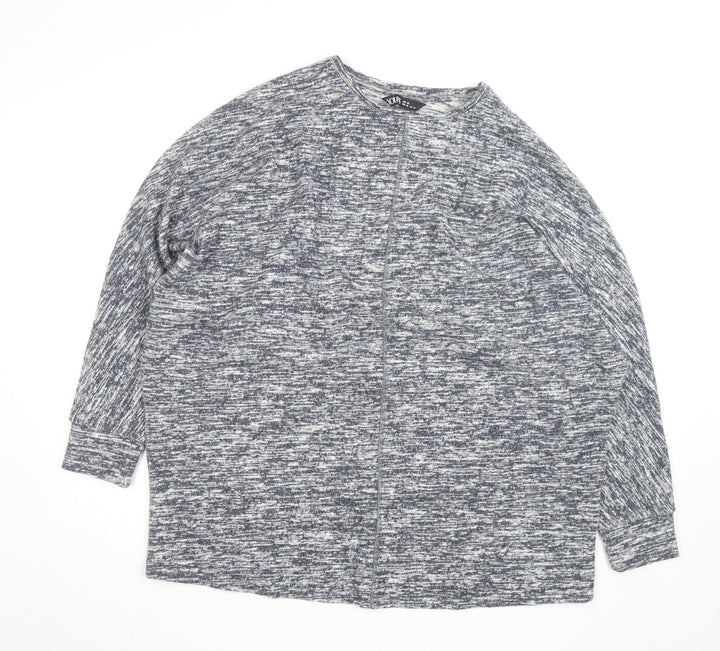 Yours Women Grey Size 18 Crew Neck Knit Cardigan