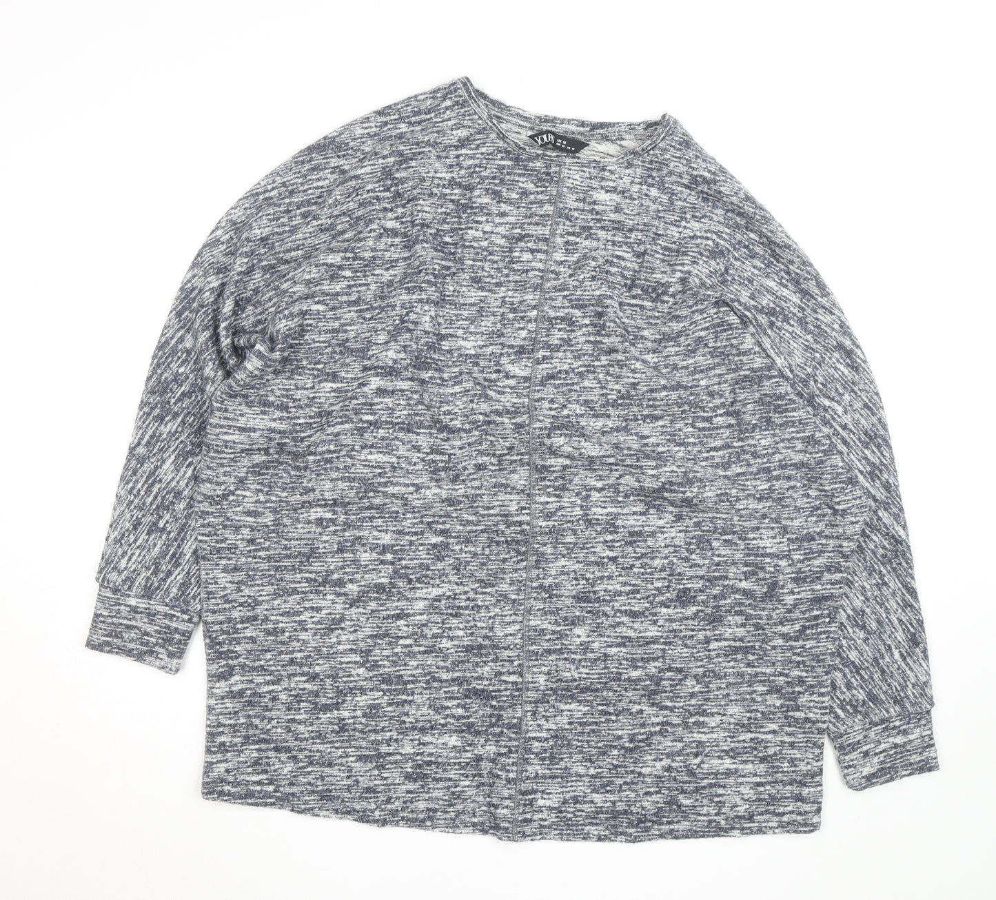 Yours Women Grey Size 18 Crew Neck Knit Cardigan