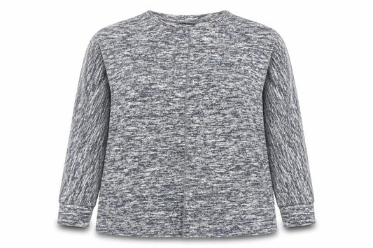 Front view of Yours Women Grey, size 18, Crew Neck Knit Cardigan