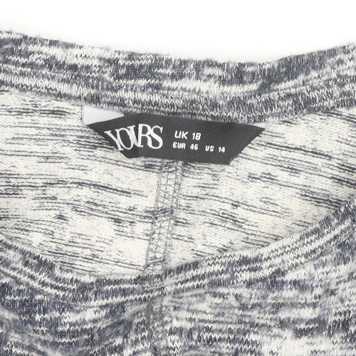 Yours Women Grey Size 18 Crew Neck Knit Cardigan