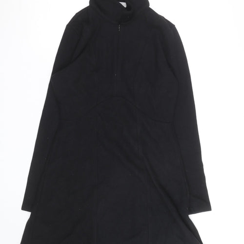 Marks and Spencer Women Black Size 12 A-Line Fleece Dress