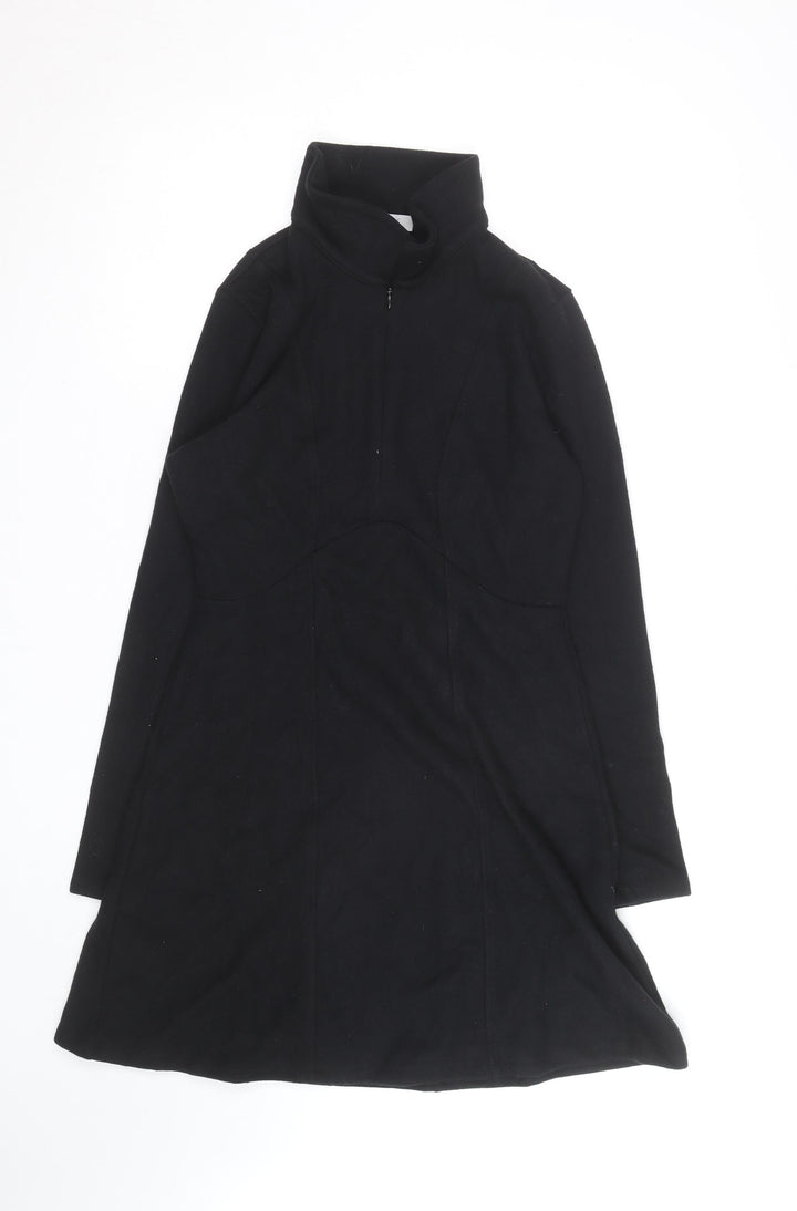 Marks and Spencer Women Black Size 12 A-Line Fleece Dress