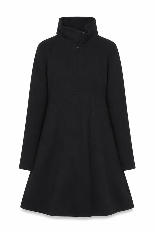 Front view of Marks & Spencer Women Black, size 12, A-Line Fleece Dress