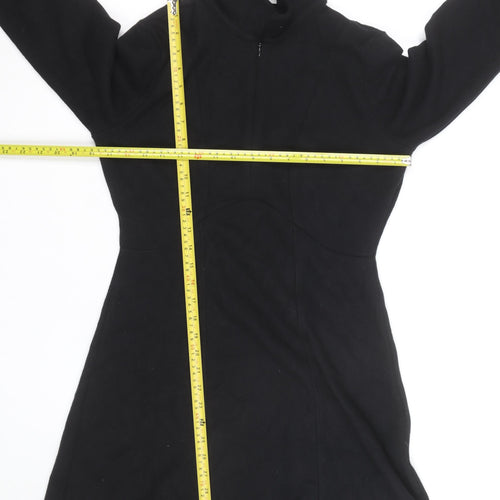 Marks and Spencer Women Black Size 12 A-Line Fleece Dress