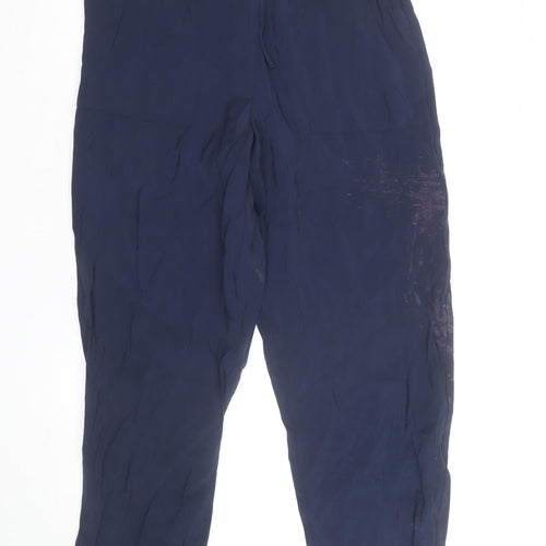Marks and Spencer Blue Cropped Relaxed Viscose Trousers M Unisex