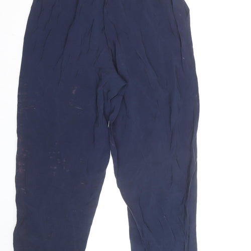 Marks and Spencer Blue Cropped Relaxed Viscose Trousers M Unisex