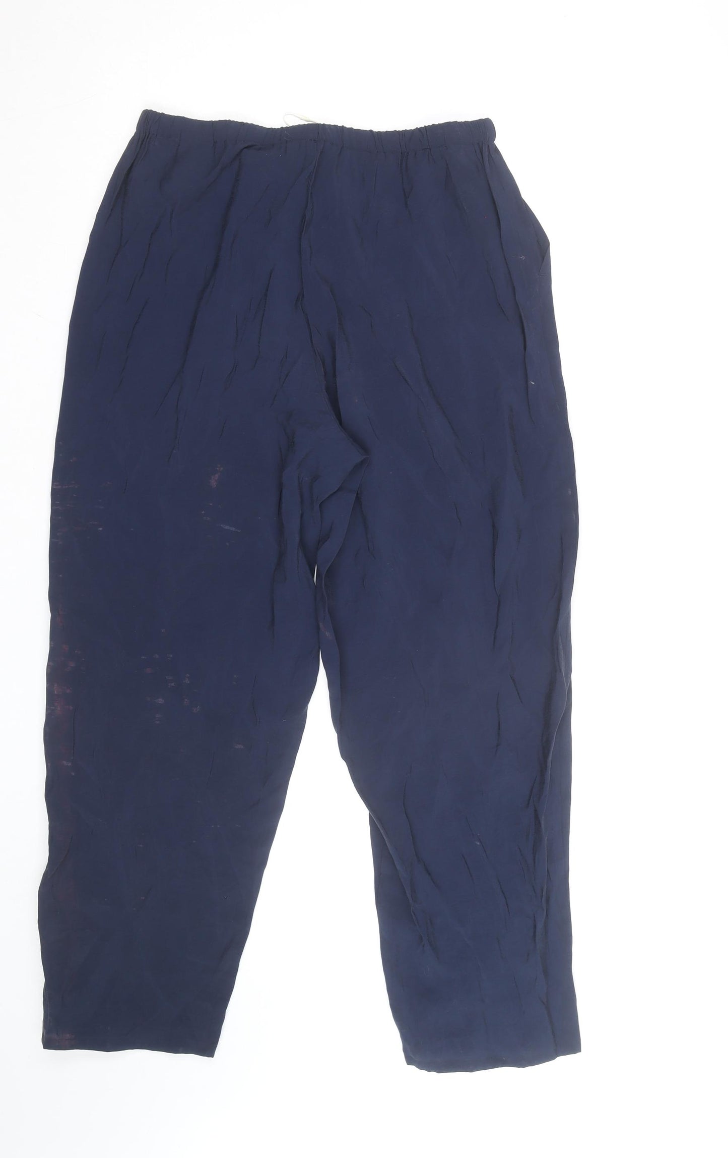 Marks and Spencer Blue Cropped Relaxed Viscose Trousers M Unisex