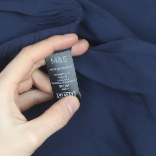 Marks and Spencer Blue Cropped Relaxed Viscose Trousers M Unisex