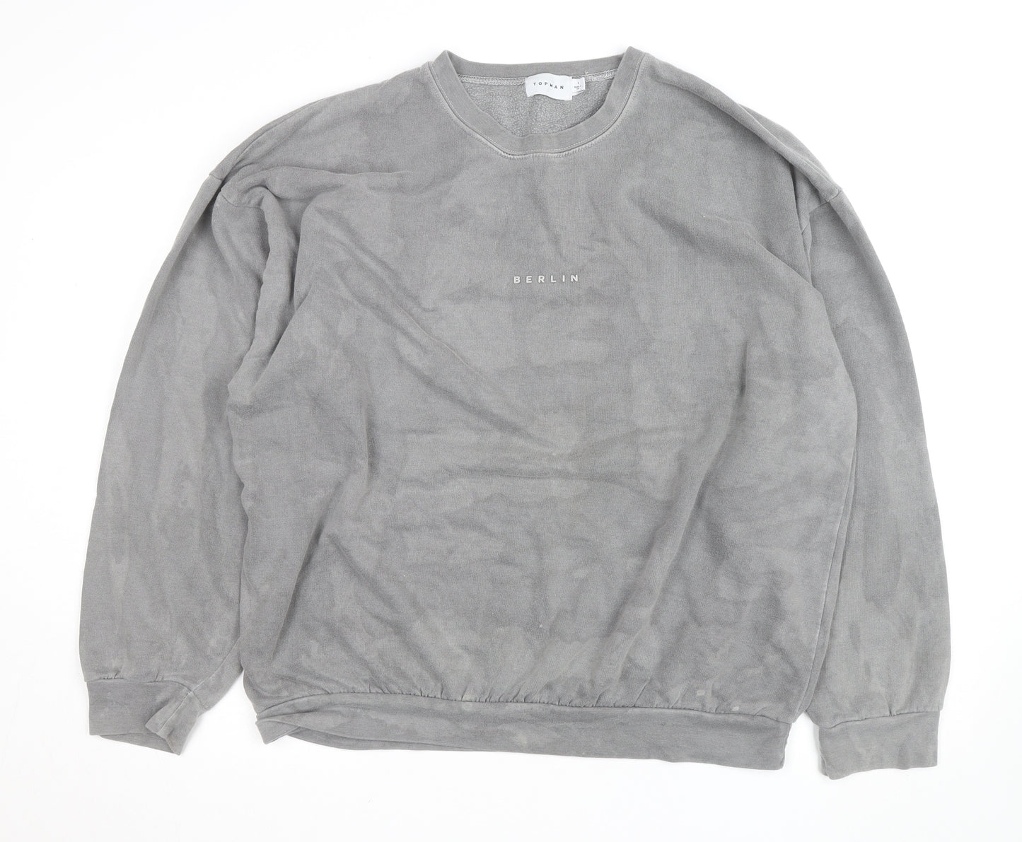 Topman Men’s Grey Berlin Crew Neck Pullover Sweatshirt Size L