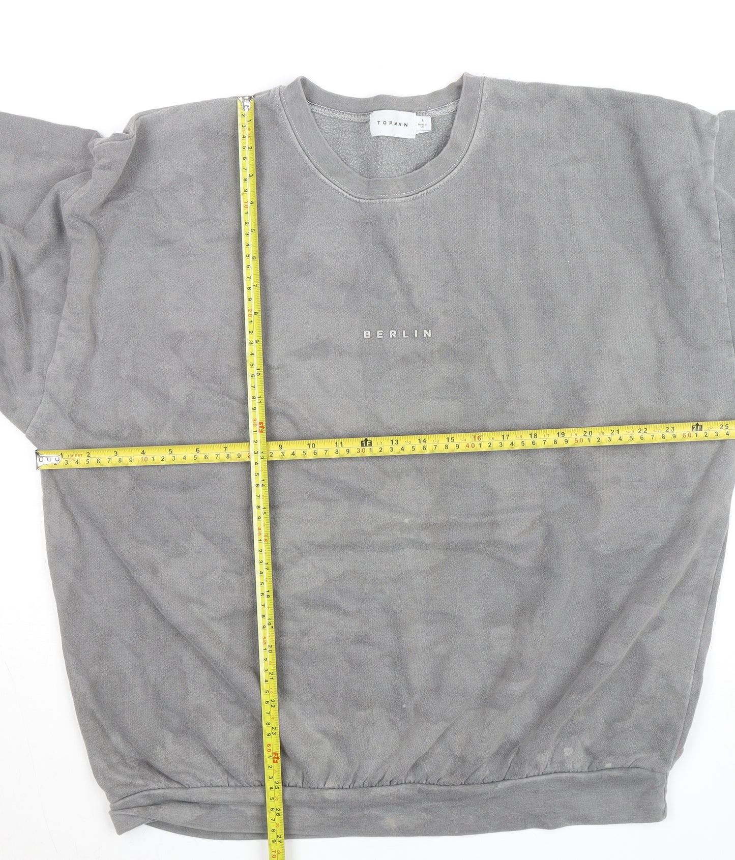 Topman Men’s Grey Berlin Crew Neck Pullover Sweatshirt Size L