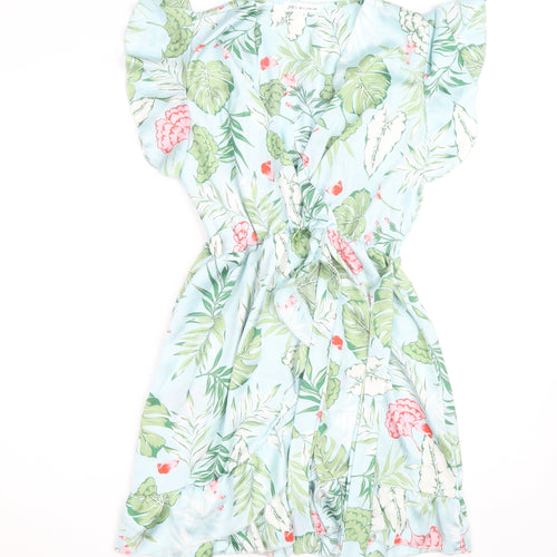 Millenium Women's Multicoloured Floral Wrap Dress Short Sleeve S