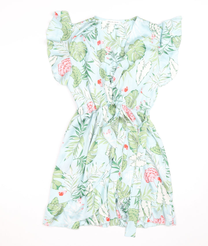 Millenium Women's Multicoloured Floral Wrap Dress Short Sleeve S
