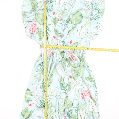 Millenium Women's Multicoloured Floral Wrap Dress Short Sleeve S