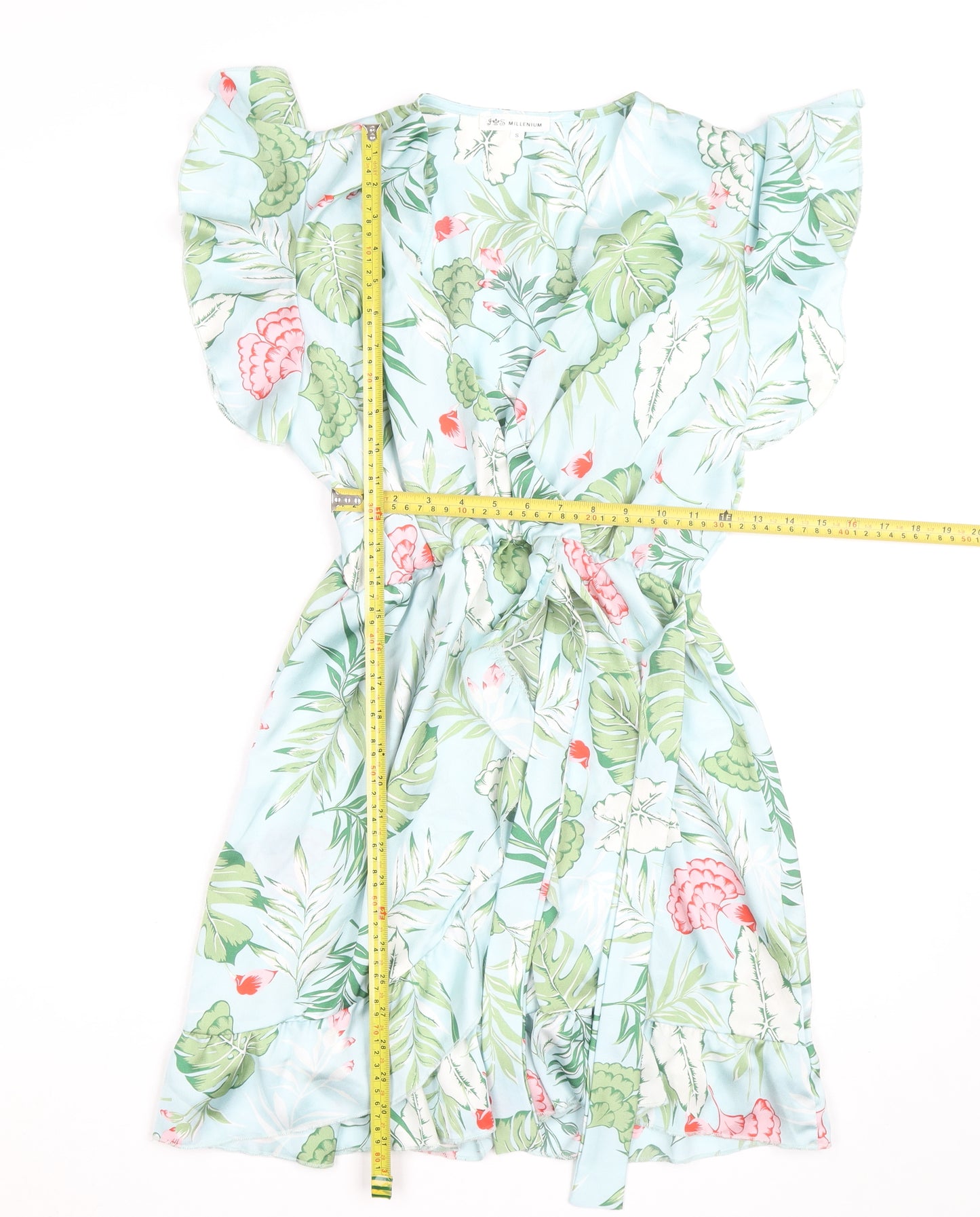 Millenium Women's Multicoloured Floral Wrap Dress Short Sleeve S