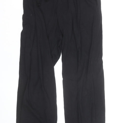 R&S Womens Black Cotton Relaxed Drawstring Casual Trousers Size M