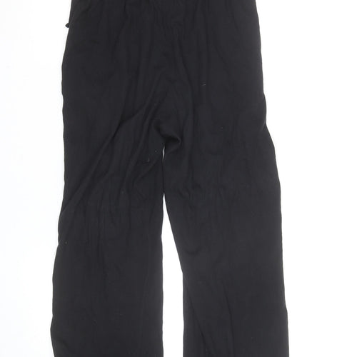R&S Womens Black Cotton Relaxed Drawstring Casual Trousers Size M