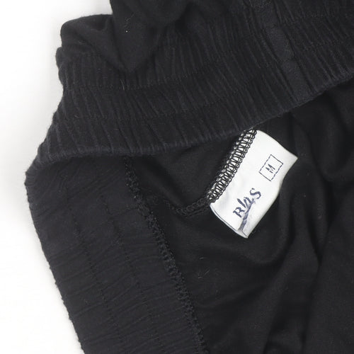 R&S Womens Black Cotton Relaxed Drawstring Casual Trousers Size M