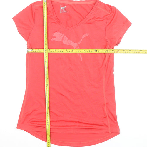 Puma Women's Pink V-Neck Slim Fit Sports T-Shirt Size 12