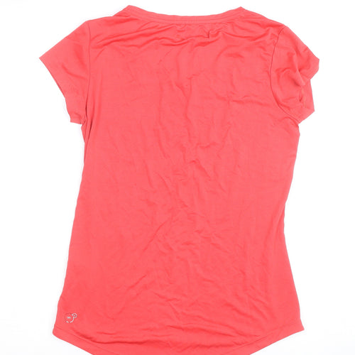Puma Women's Pink V-Neck Slim Fit Sports T-Shirt Size 12