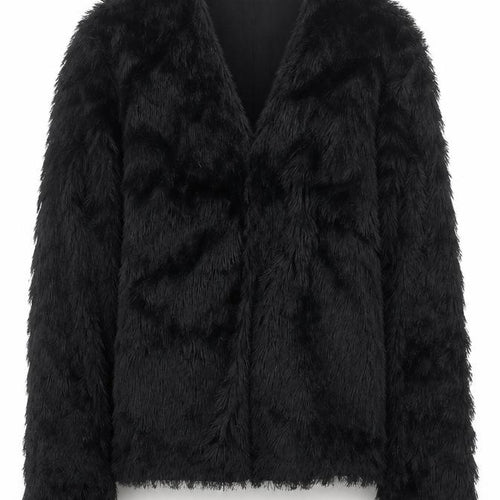 H&M Women’s Black Faux Fur Short Jacket XS Party Evening Coat