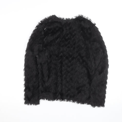 H&M Women’s Black Faux Fur Short Jacket XS Party Evening Coat