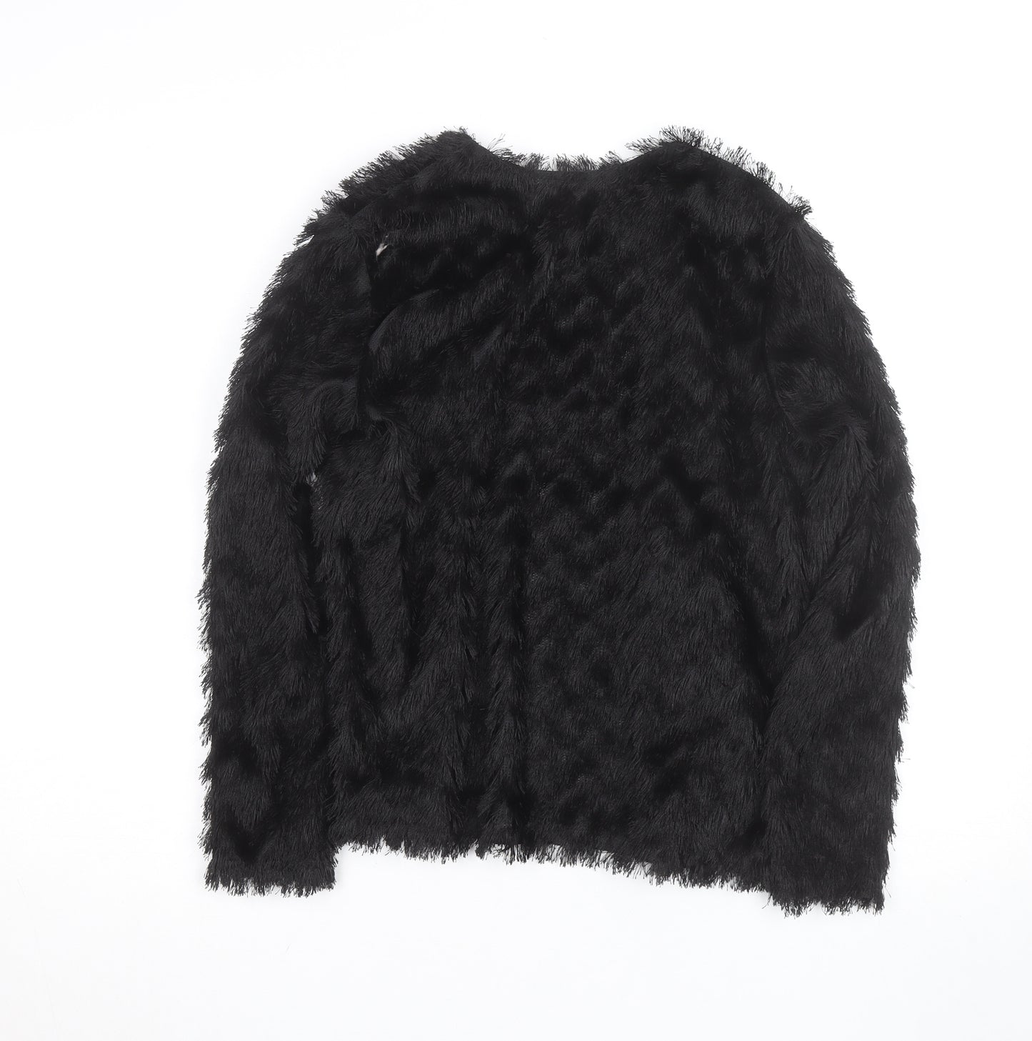 H&M Women’s Black Faux Fur Short Jacket XS Party Evening Coat