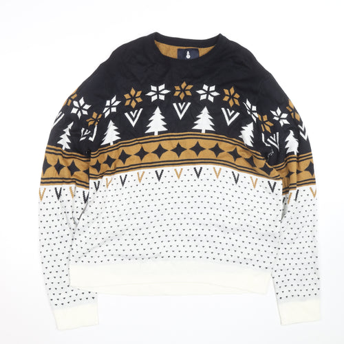 Paramour Men's Black Fair Isle Christmas Jumper XL