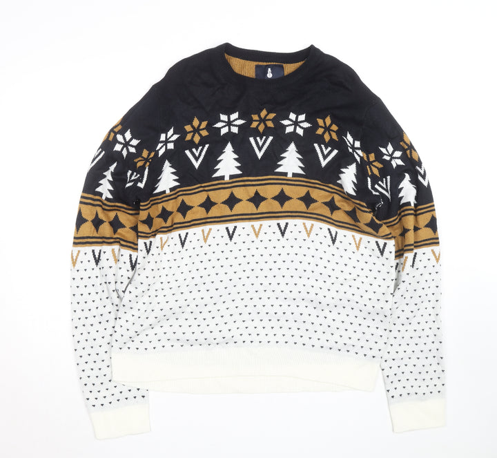 Paramour Men's Black Fair Isle Christmas Jumper XL