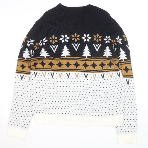 Paramour Men's Black Fair Isle Christmas Jumper XL