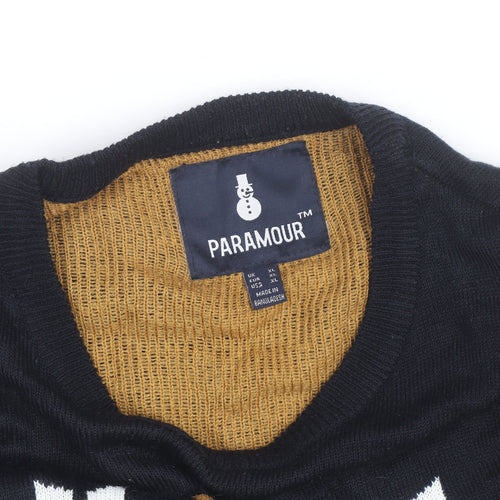 Paramour Men's Black Fair Isle Christmas Jumper XL