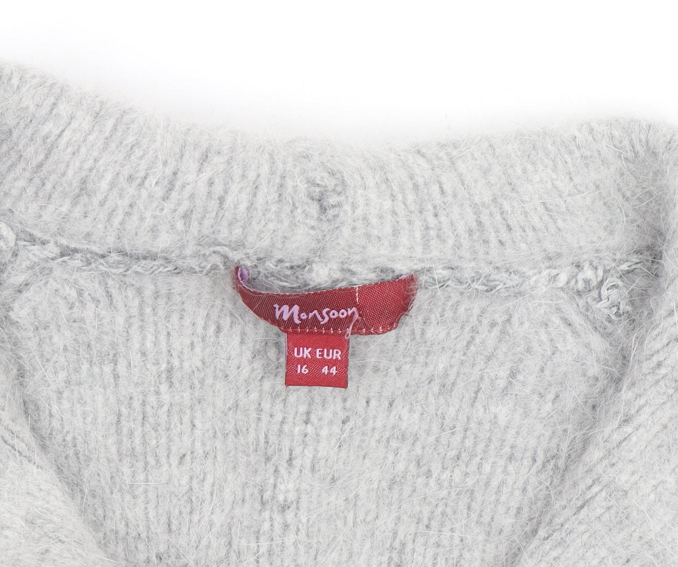 Monsoon Women Grey Lambswool Angora Cardigan UK 16