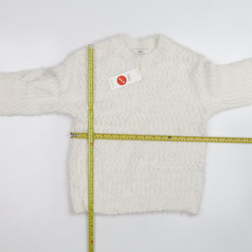 Marks and Spencer Women Ivory Chunky Knit Crew Neck Jumper XS