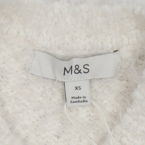 Marks and Spencer Women Ivory Chunky Knit Crew Neck Jumper XS