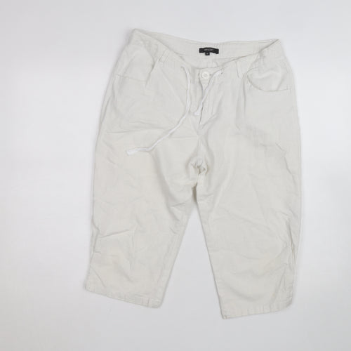 Mystify Women’s White Linen Chino Shorts Size 12 Drawstring Casual