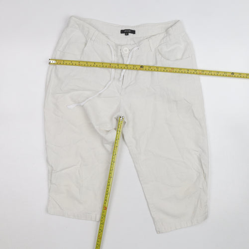 Mystify Women’s White Linen Chino Shorts Size 12 Drawstring Casual
