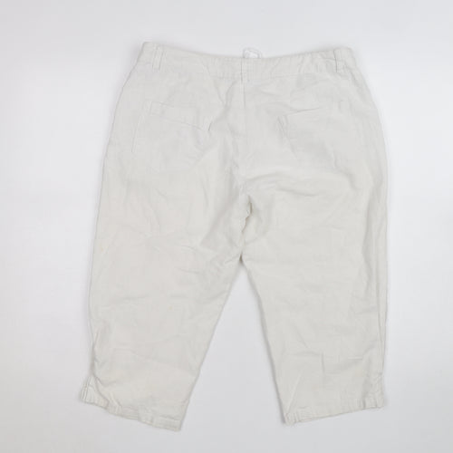 Mystify Women’s White Linen Chino Shorts Size 12 Drawstring Casual