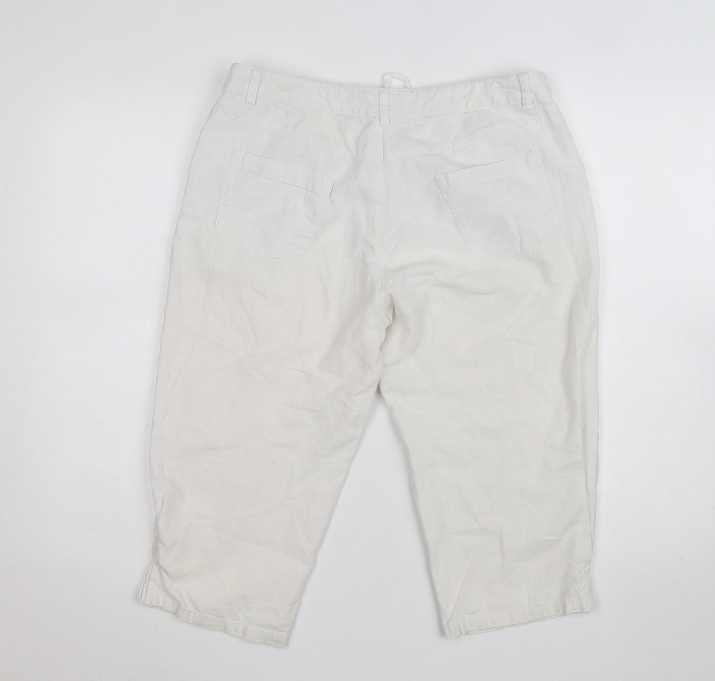 Mystify Women’s White Linen Chino Shorts Size 12 Drawstring Casual