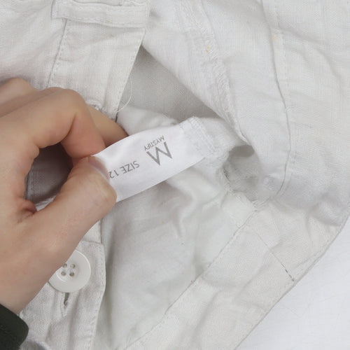 Mystify Women’s White Linen Chino Shorts Size 12 Drawstring Casual